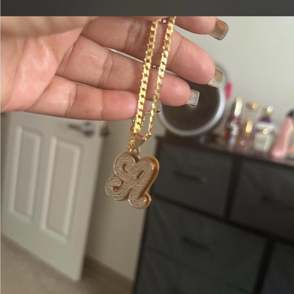 Gold Script 'A' Initial Pendant Necklace